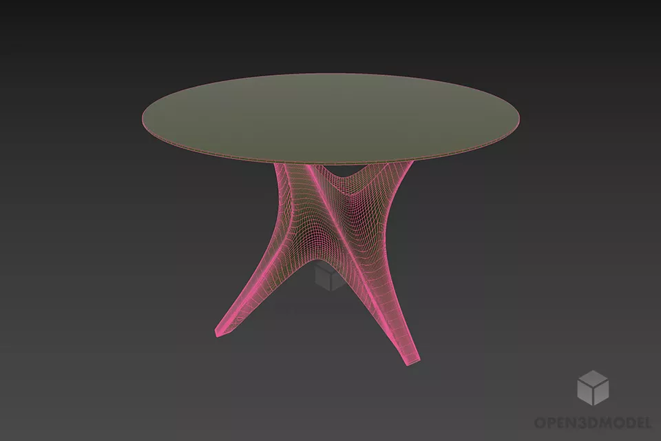 Circle Table With Twist Leg 3d model 2