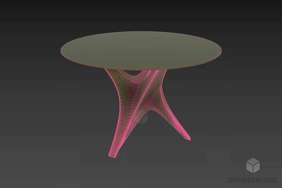 Circle Table With Twist Leg 3d model 3