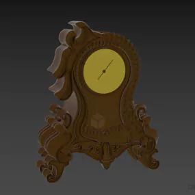 Decoration Silver Clock Carved Style 3d model