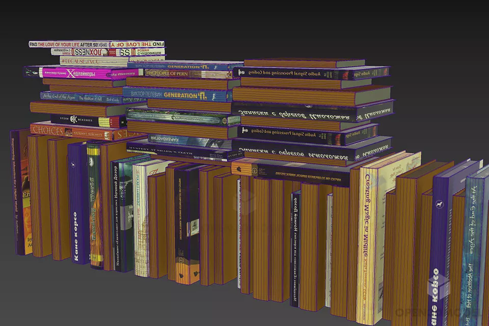 Books Stack Vertical And Horizontal 3d model 3