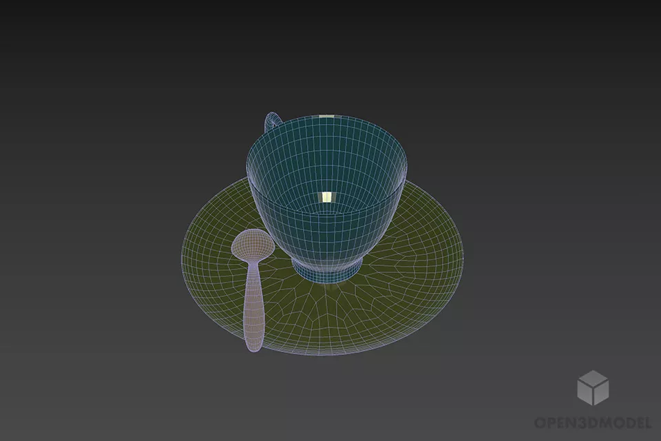 Red Tea Cup With Spoon 3d model 2