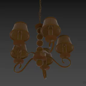 Antique Pendant Lamp With 6 Lamp Shades 3d model