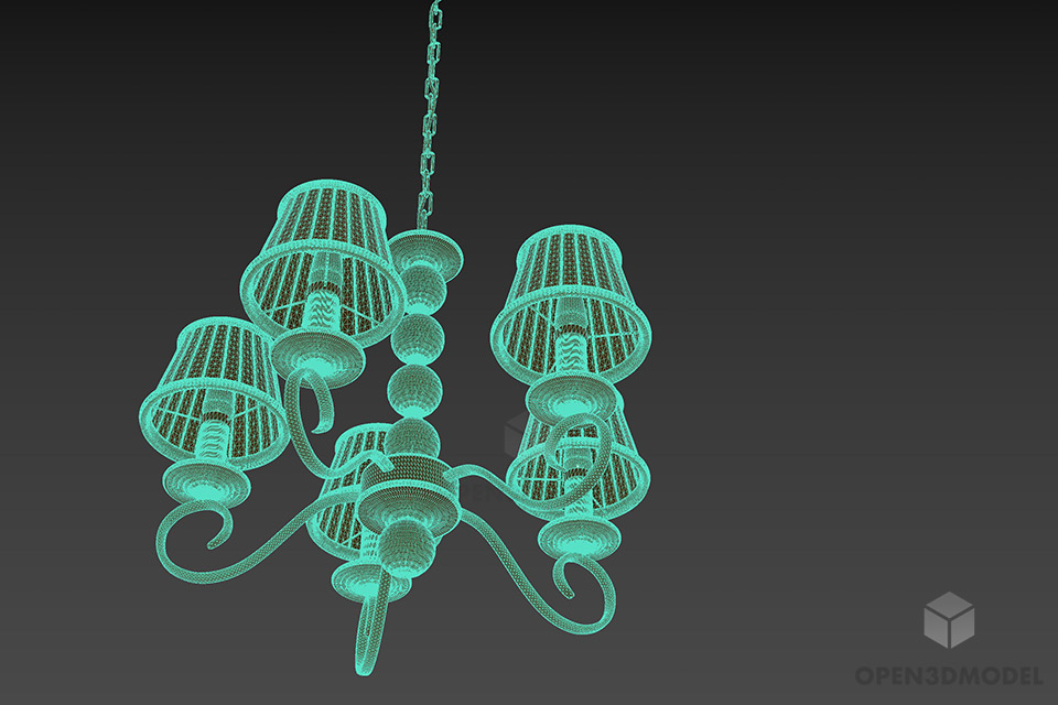 Antique Pendant Lamp With 6 Lamp Shades 3d model 3