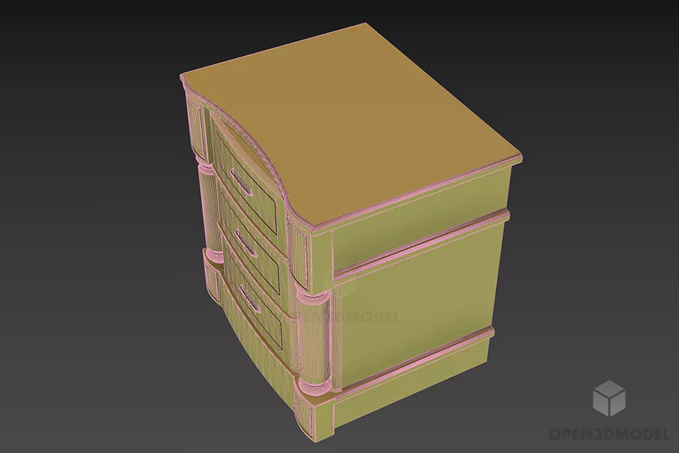 Boutique Drawers Nightstand 3d model 2