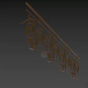 Steel Handrail With Floral Decoration 3d model
