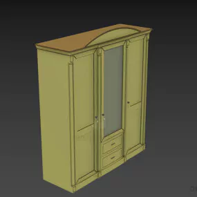 Bedroom Wardrobe With Mirror Center 3d model