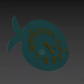 Kid Clock Fish Shape 3d model