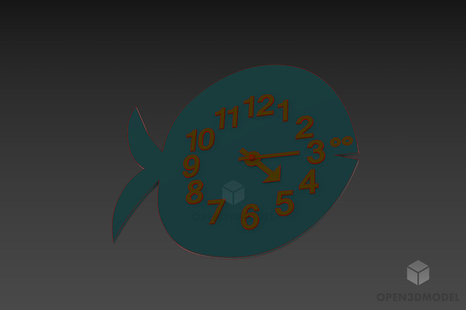 Kid Clock Fish Shape 3d model 3