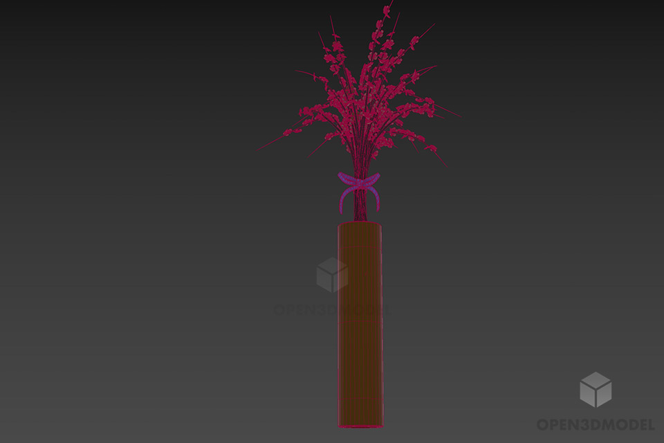 Vase Flowers With Red Flower 3d model 2