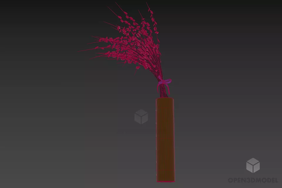 Vase Flowers With Red Flower 3d model 3