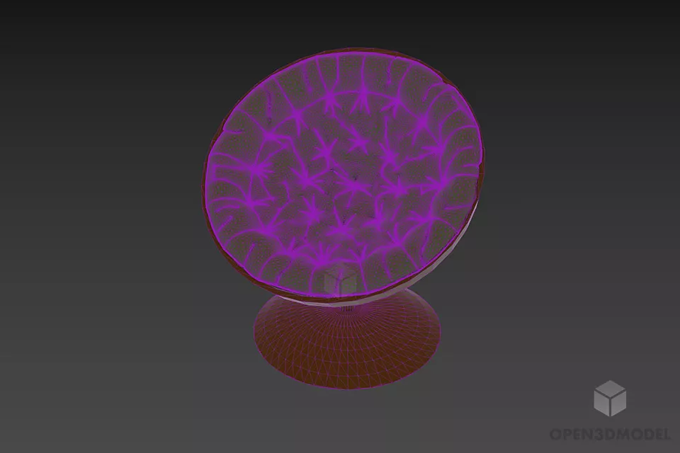 Egg Armchair With Tufted Round Seat 3d model 2