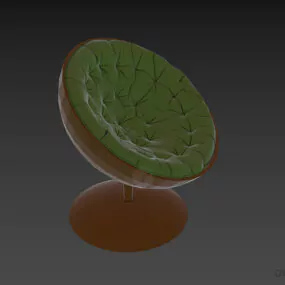 Egg Armchair With Tufted Round Seat 3d model