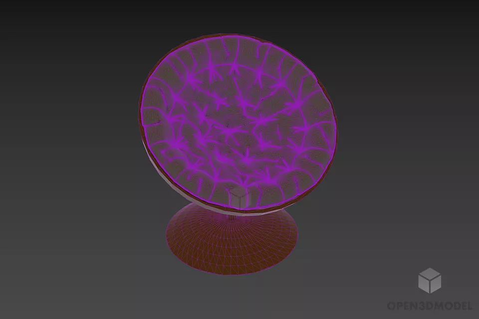 Egg Armchair With Tufted Round Seat 3d model 3