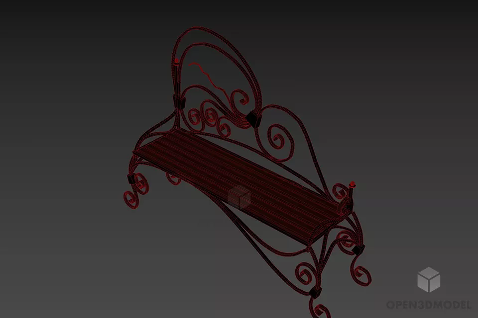 Curved Steel Bench 3d model 2