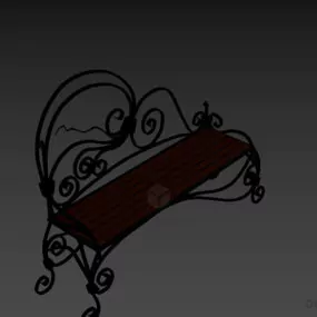 Curved Steel Bench 3d model