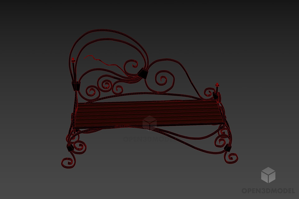 Curved Steel Bench 3d model 3
