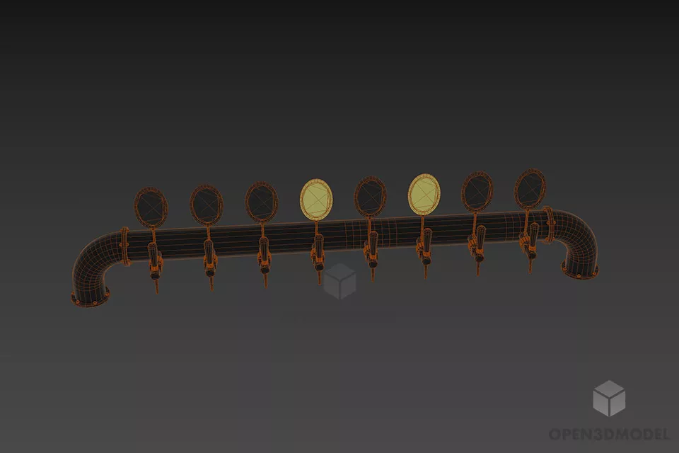 Faucet Bar, Industrial Faucet 3d model 2