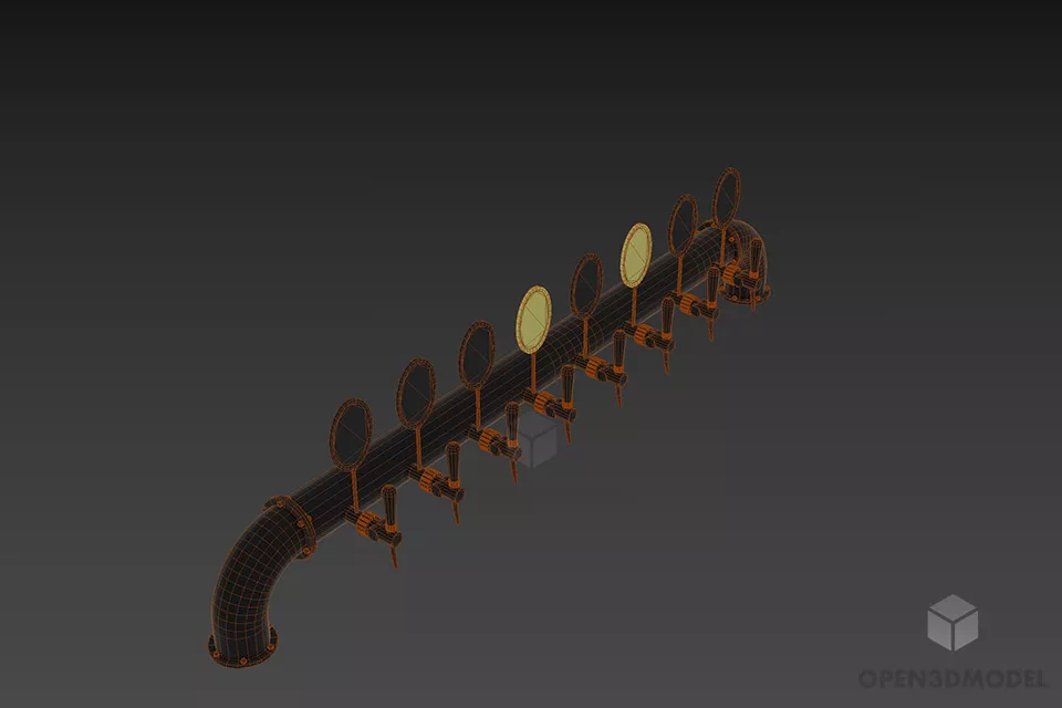 Faucet Bar, Industrial Faucet 3d model 3