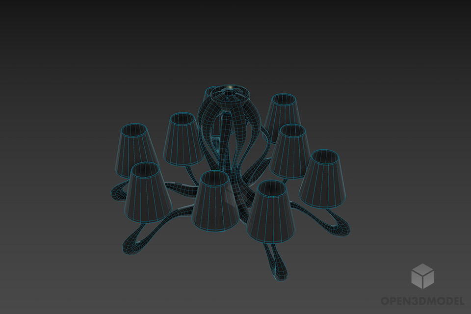 Antique Silver Arm Ceiling Lamp 3d model 2