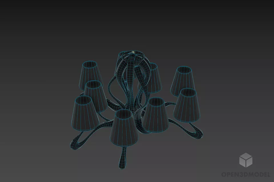Antique Silver Arm Ceiling Lamp 3d model 3