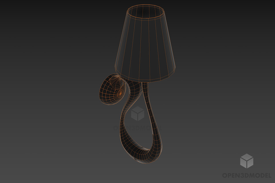 Curved Sconce Lamp With Silver Arm 3d model 2
