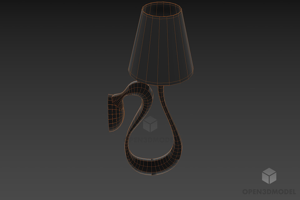 Curved Sconce Lamp With Silver Arm 3d model 3