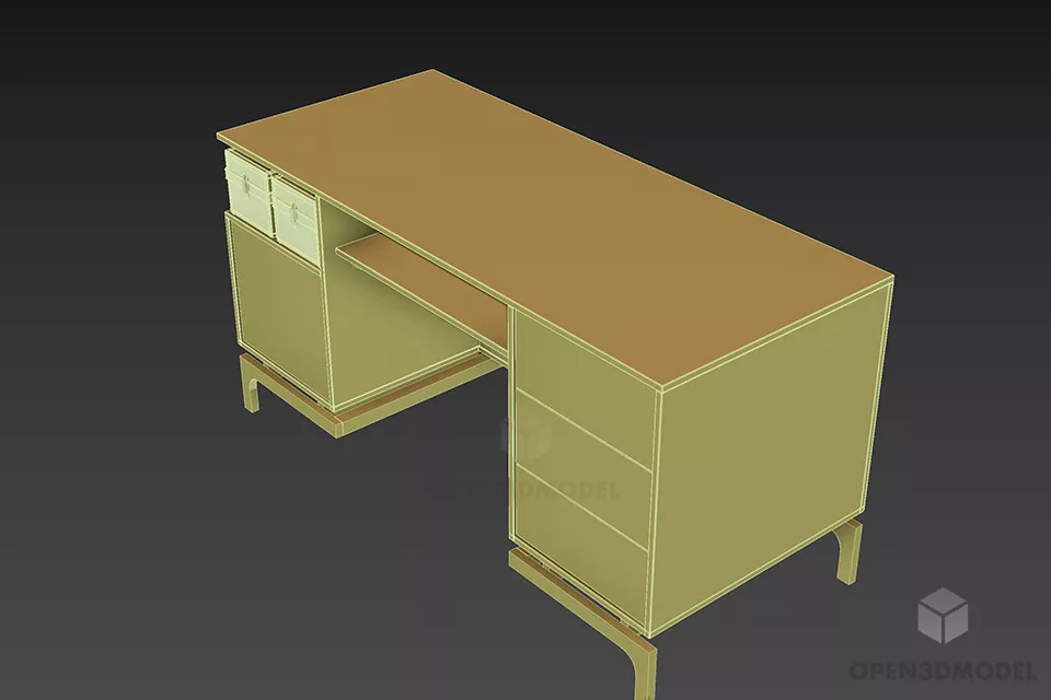 Staff Wooden Work Table For Office 3d model 2