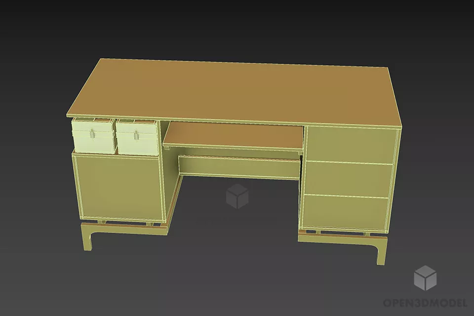Staff Wooden Work Table For Office 3d model 3