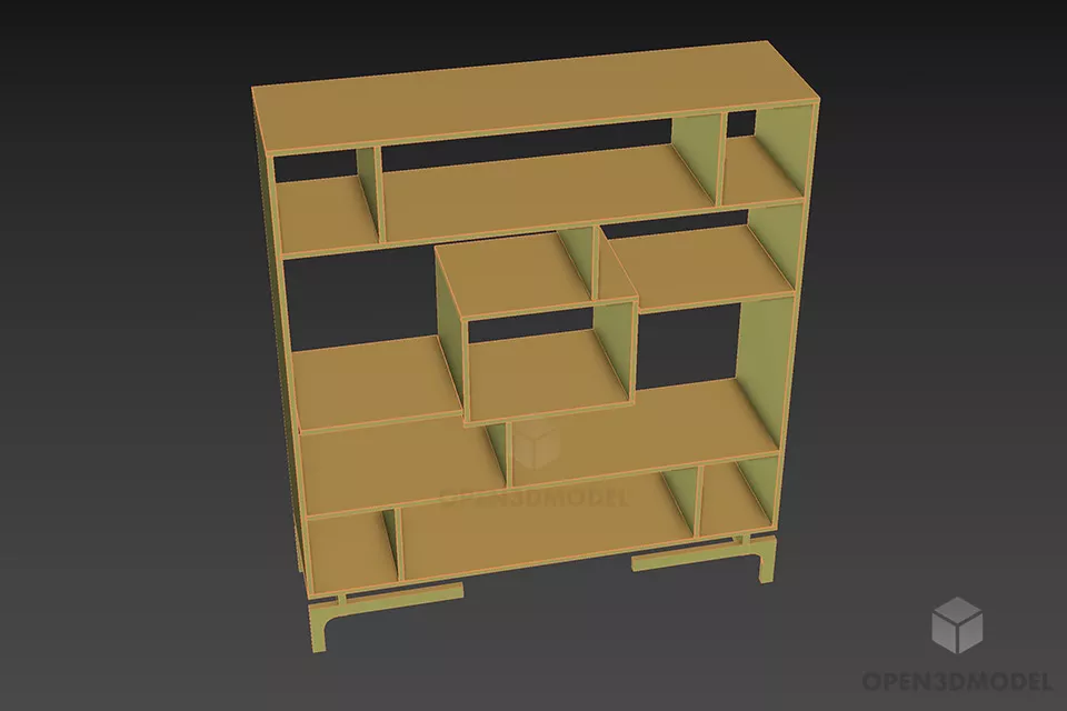 Living Room Wood Rack, Shelf Wood Material 3d model 2