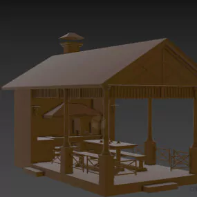Wooden Arbor Pavilion House 3d model