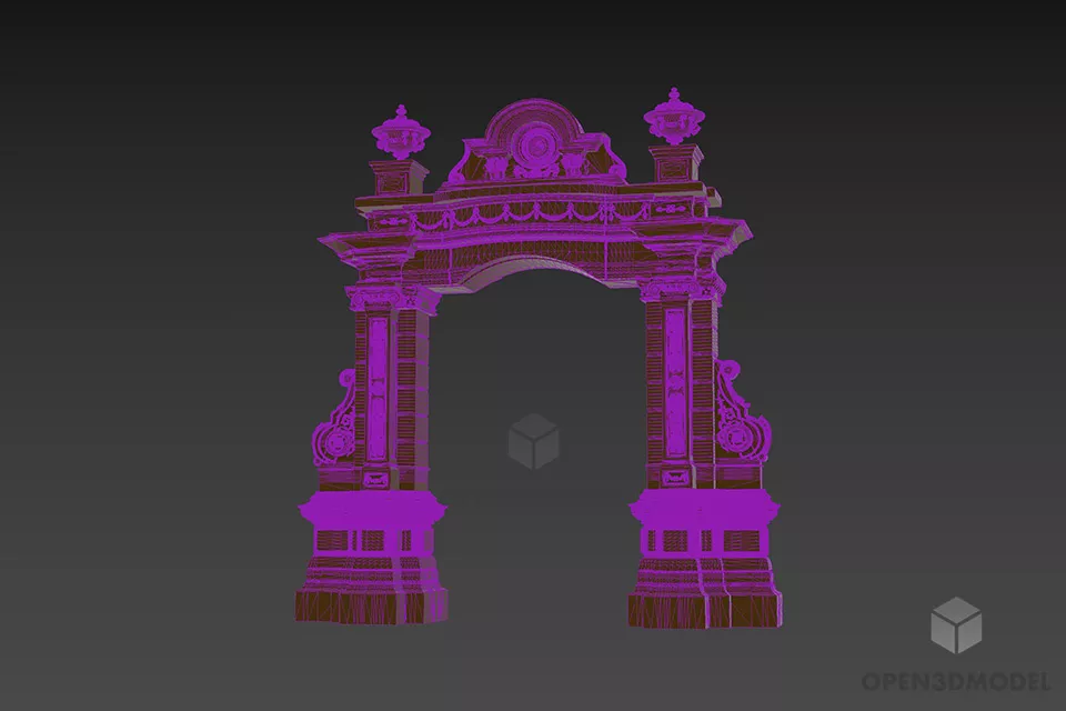 Classic Stone Arc Gate 3d model 3