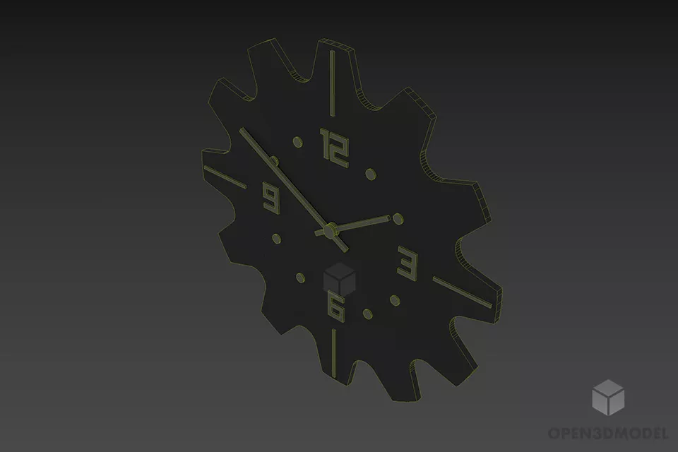 Wooden Clock Gear Shape 3d model 2