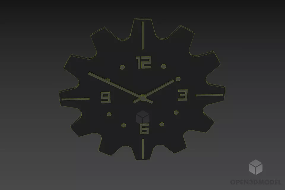 Wooden Clock Gear Shape 3d model 3