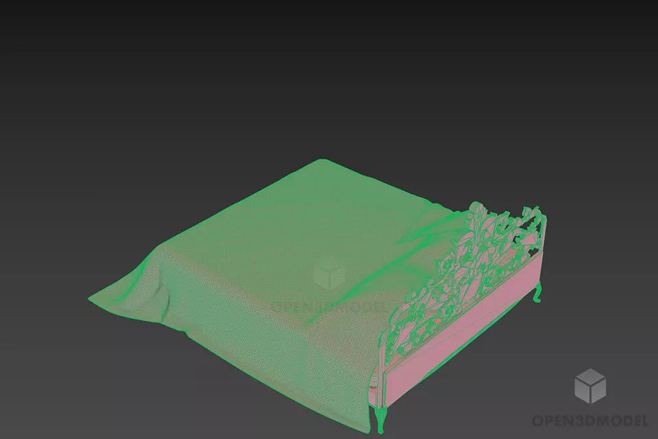 Bed With White Mattress 3d model 2