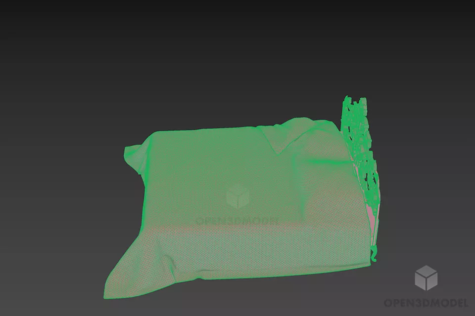 Bed With White Mattress 3d model 3