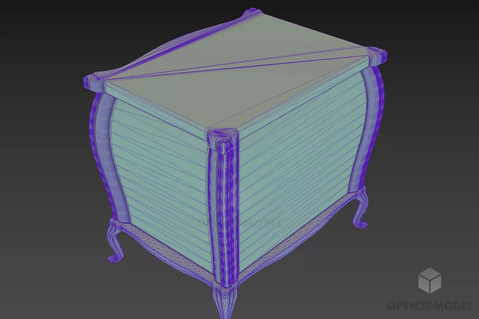 Antique Nightstand Curved Shape 3d model 2