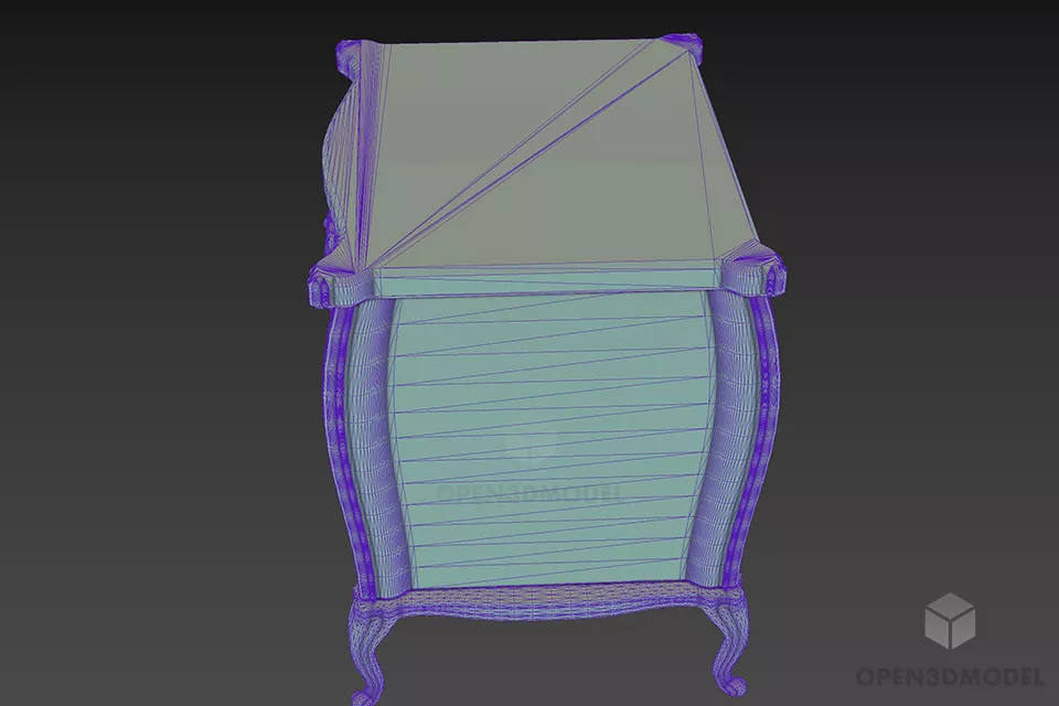 Antique Nightstand Curved Shape 3d model 3