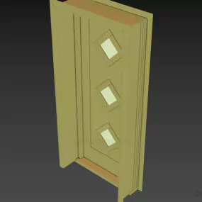 Door With Three Windows Modern Style 3d model