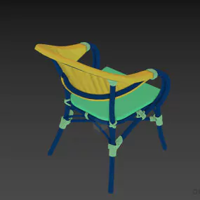 Bamboo Armchair With Leather Seat 3d model