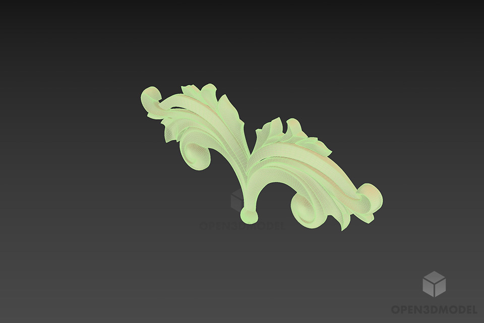 Decorative Plaster Floral Shape 3d model 2