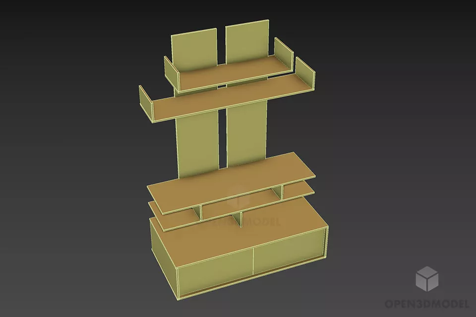 Living Room Rack Asian Decorative 3d model 2