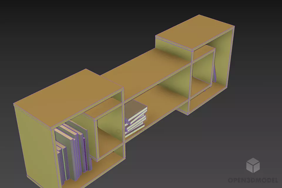 Shelf Box With Decorative Ware 3d model 2