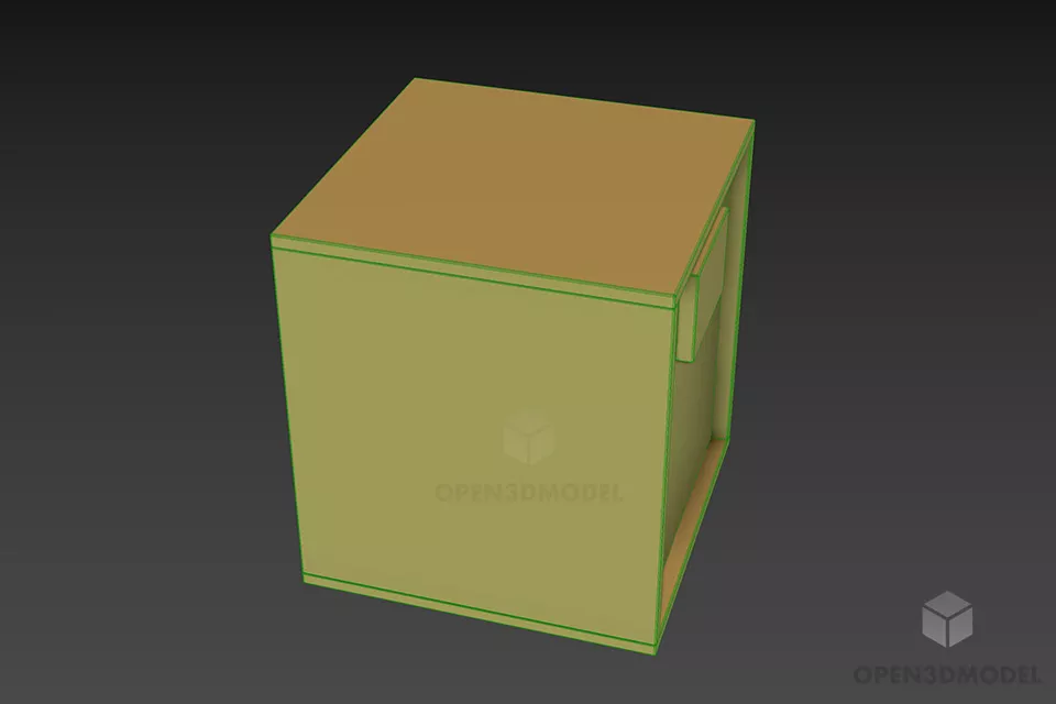 Nightstand Square Shape 3d model 2
