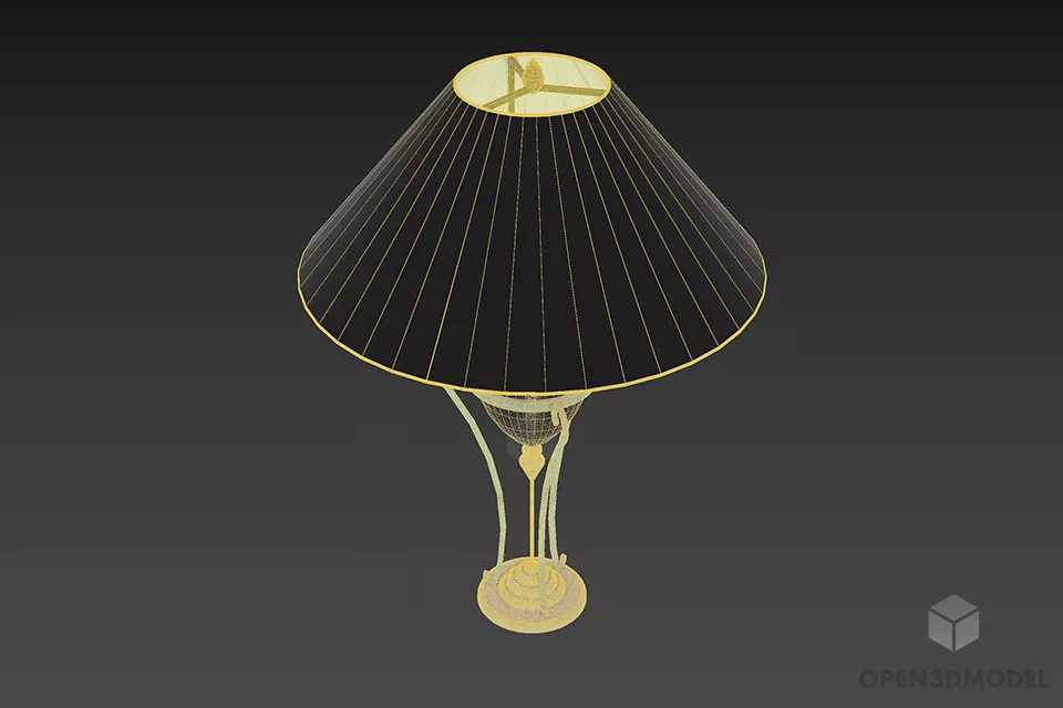 Vintage Hotel Table Lamp With Steel Stand 3d model 2
