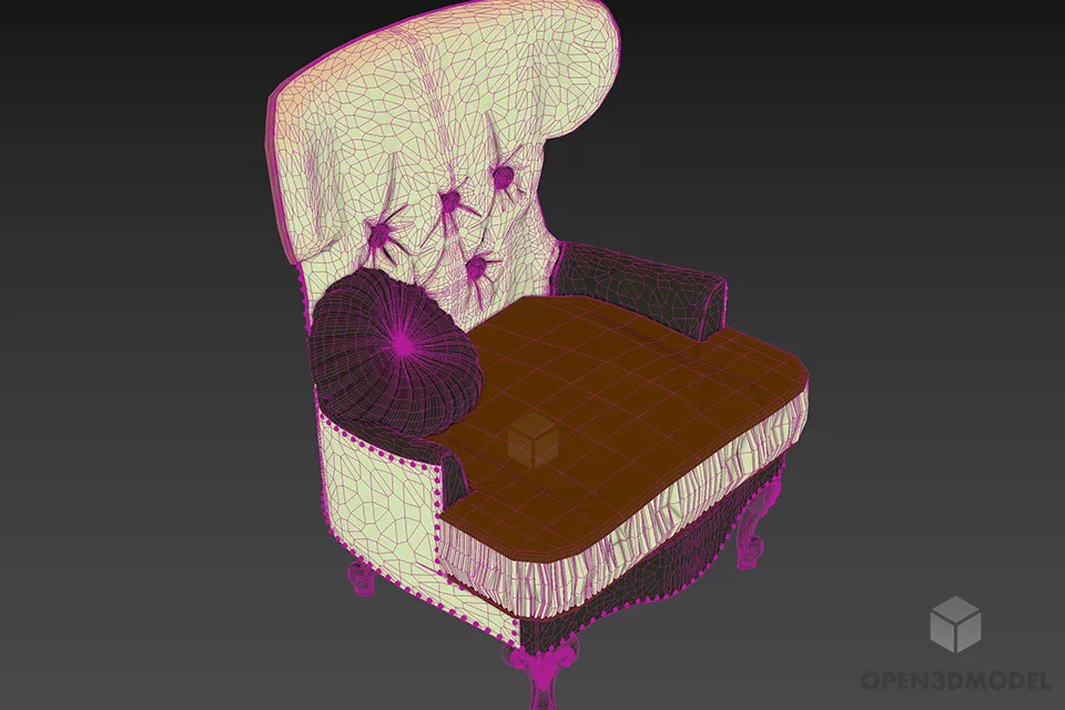 Bull Armchair With Circle Pillow 3d model 2 Bull Armchair With Circle Pillow 3d model 2
