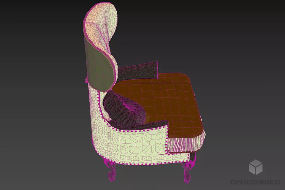 Bull Armchair With Circle Pillow 3d model 3 Bull Armchair With Circle Pillow 3d model 3