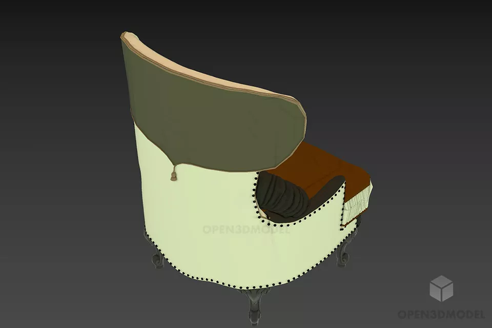 Bull Armchair With Circle Pillow 3d model Bull Armchair With Circle Pillow 3d model