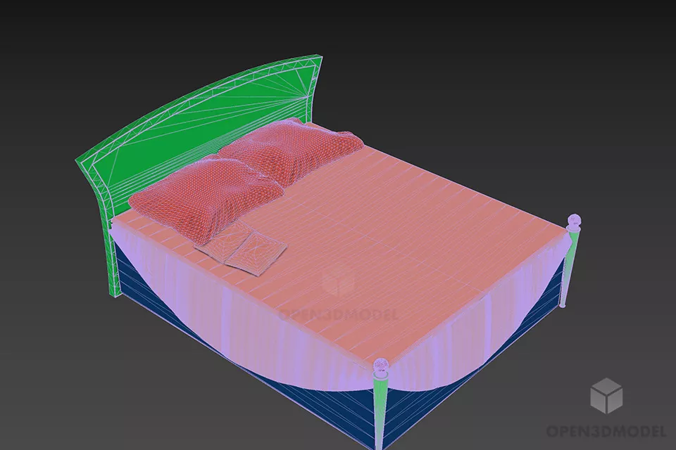 Double Bed With Two Pillow 3d model 2 Double Bed With Two Pillow 3d model 2