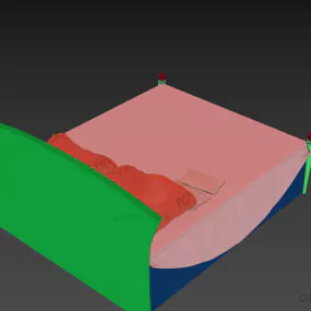 Double Bed With Two Pillow 3d model