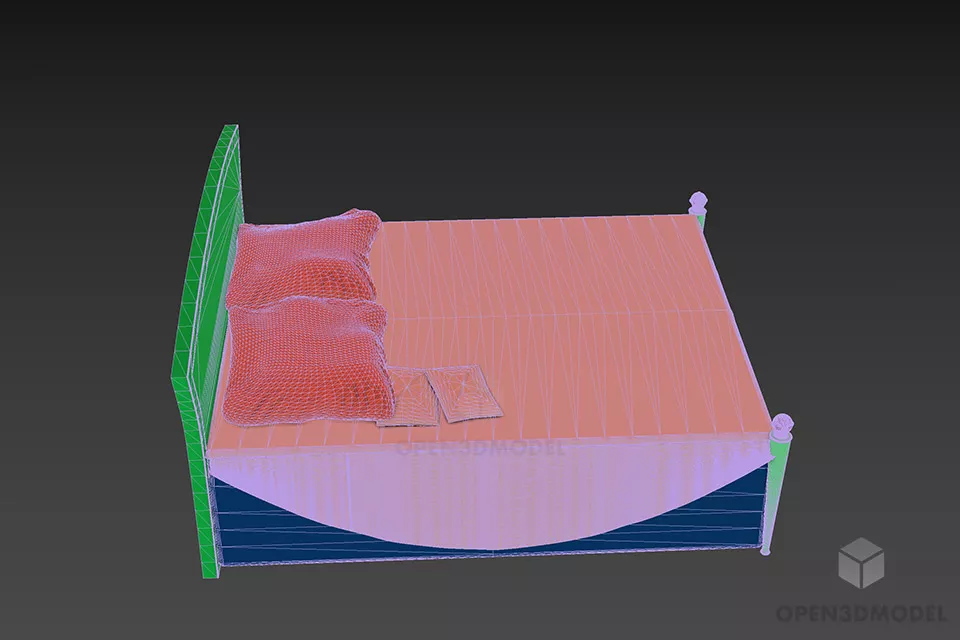 Double Bed With Two Pillow 3d model 3 Double Bed With Two Pillow 3d model 3
